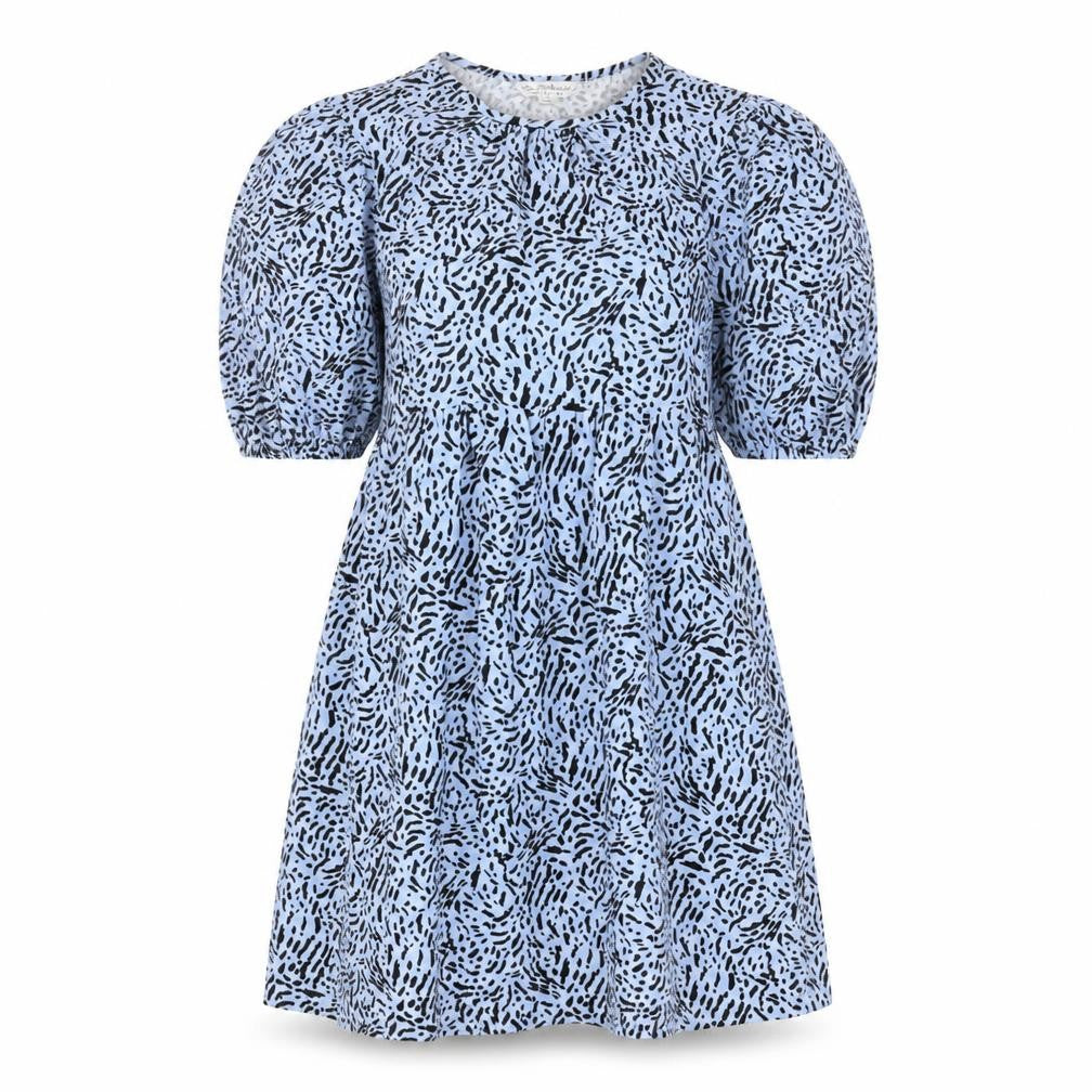 Miss Selfridge Womens Blue Geometric Cotton A-Line Size 8 Round Neck Pullover