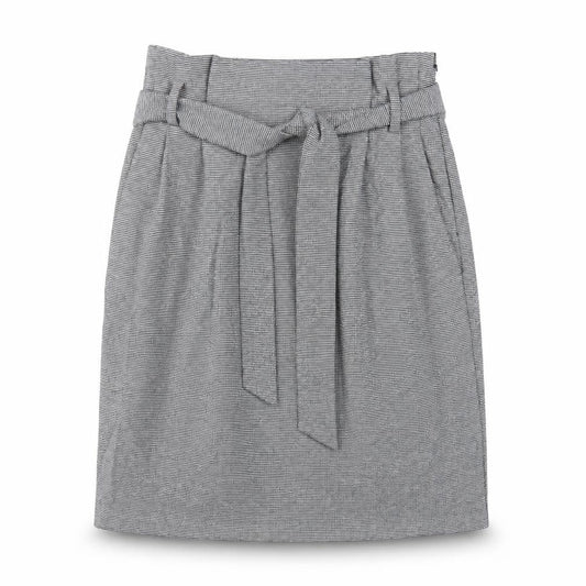 H&M Womens Grey Polyester A-Line Skirt Size 8 Zip - Paperbag Waist
