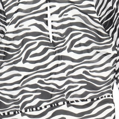 Sonsandar Womens White Geometric Polyester A-Line Size 10 Round Neck Zip