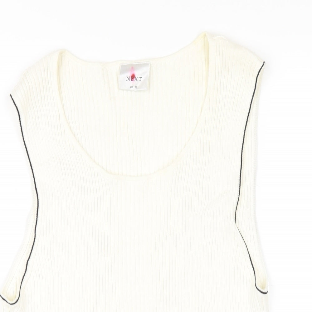 NEXT Womens Ivory Cotton Basic Tank Size 16 Scoop Neck