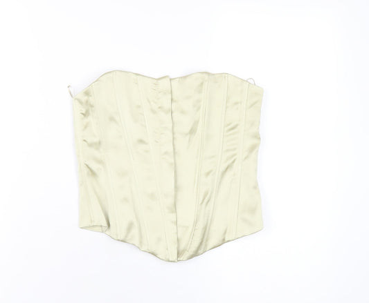 Zara Womens Green Polyester Basic T-Shirt Size S Square Neck - Corset