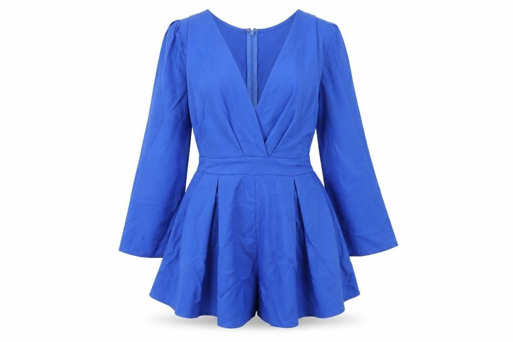 Parallel Lines Womens Blue Polyester Playsuit One-Piece Size XS Zip