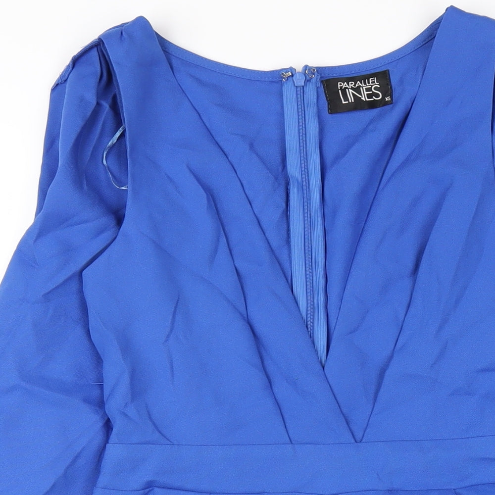 Parallel Lines Womens Blue Polyester Playsuit One-Piece Size XS Zip
