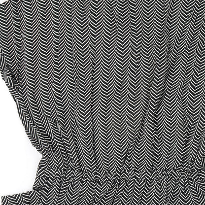 Next Womens Black Chevron Viscose A-Line Size 12 V-Neck Pullover