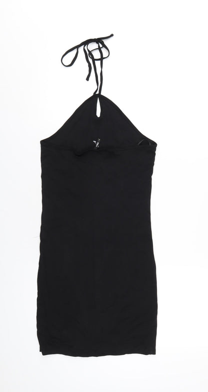 Back view of Only women’s black cotton bodycon, size M, halter pullover