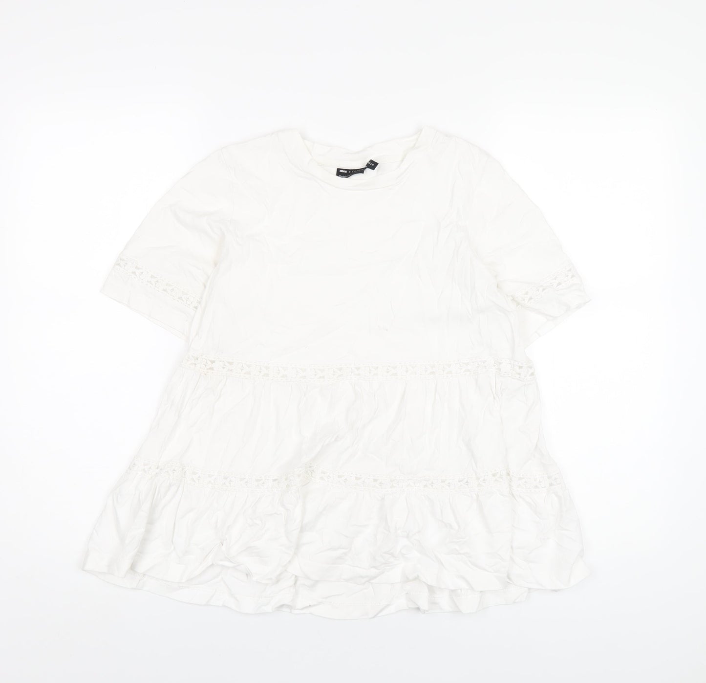 ASOS Womens White Cotton Basic T-Shirt Size 8 Round Neck