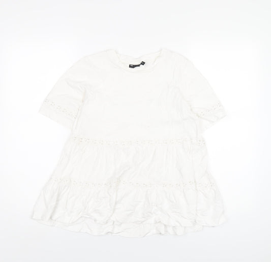 ASOS Womens White Cotton Basic T-Shirt Size 8 Round Neck