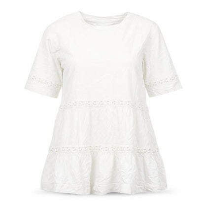 Front view of ASOS women’s white cotton basic t-shirt, size UK 8, round neck