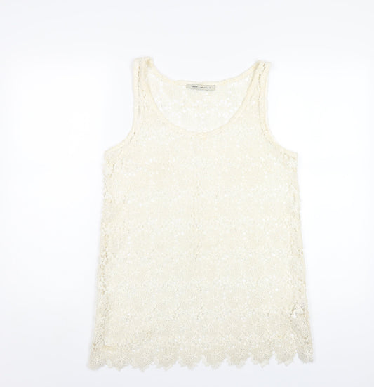 NEXT Womens Ivory Polyester Basic Tank Size 8 Scoop Neck