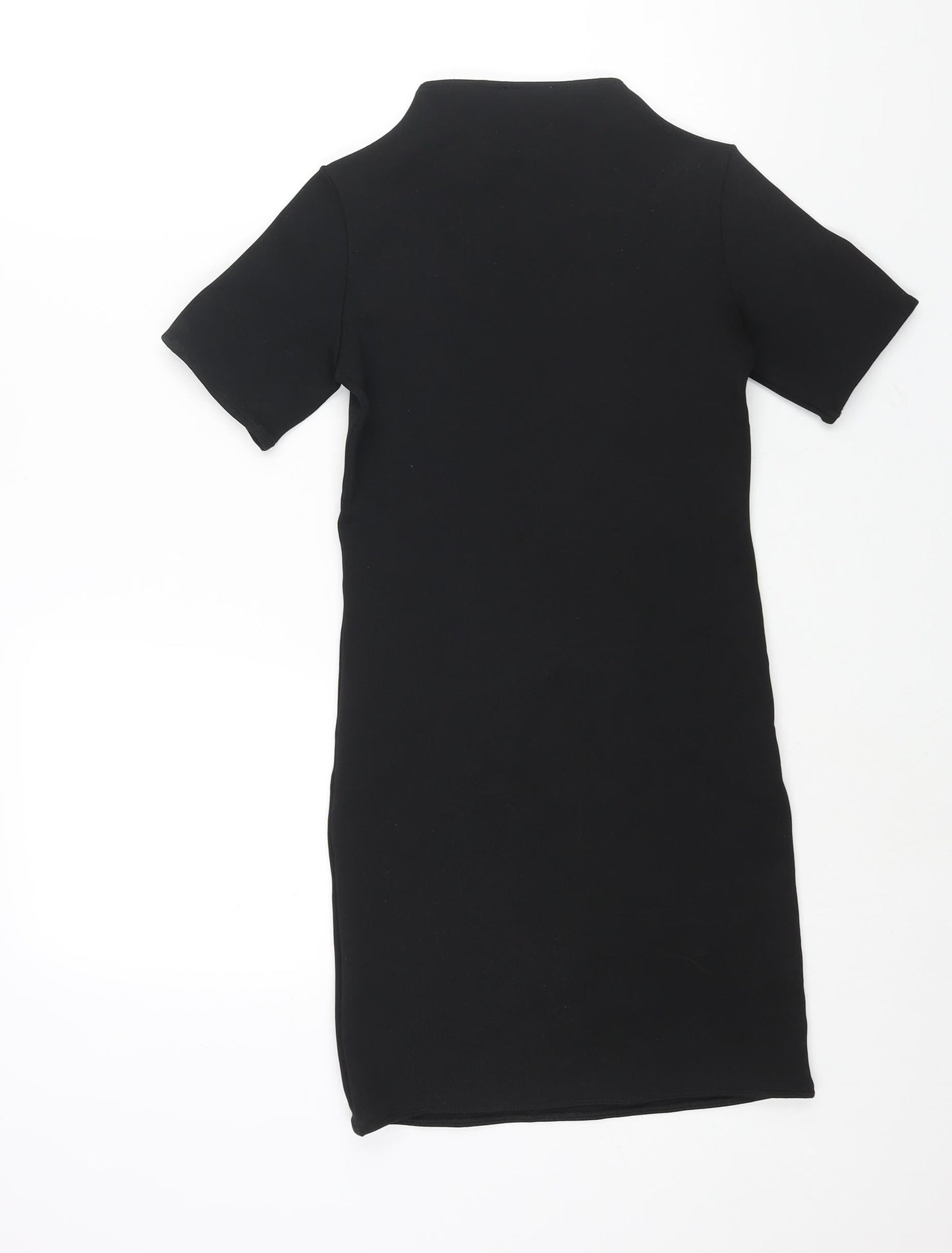 Zara Womens Black Polyester Bodycon Size S Mock Neck Pullover