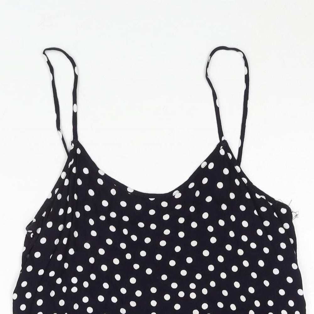 Mango Womens Blue Polka Dot Viscose Mini Size S Scoop Neck Pullover