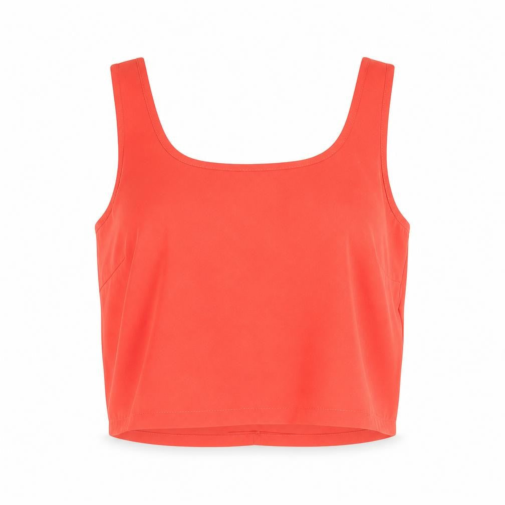 FOREVER 21 Womens Pink Polyester Cropped Blouse Size S Scoop Neck