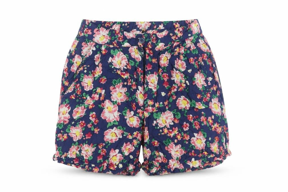 POP Womens Multicoloured Floral Polyester Basic Shorts Size 6 L3 in Regular Zip
