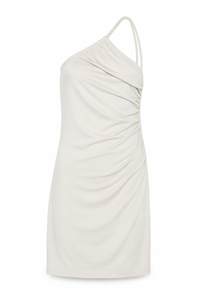 H&M Womens Ivory Polyester Mini Size XS One Shoulder Pullover - Rouched