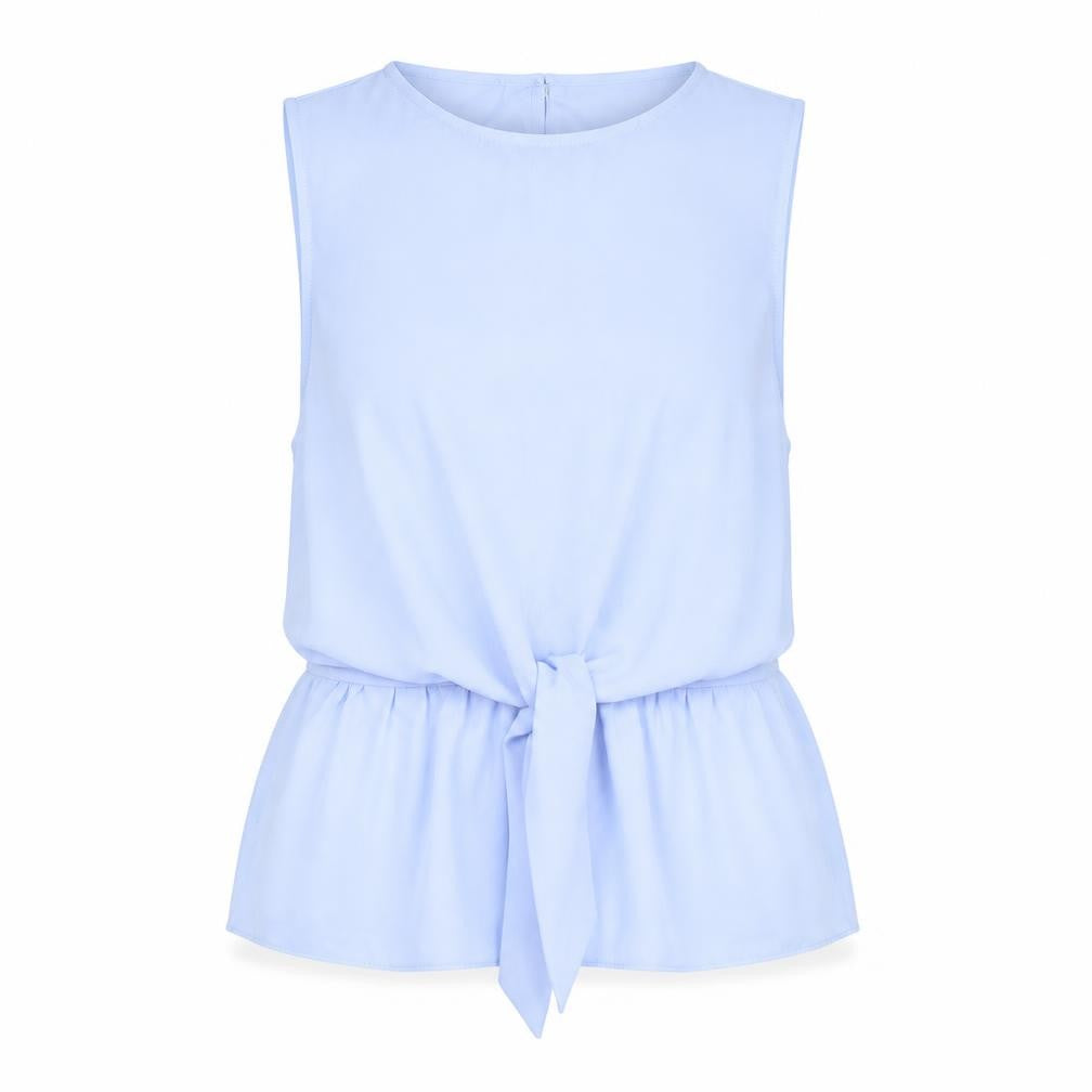 Miss Selfridge Womens Blue Polyester Camisole Blouse Size 10 Round Neck - Tie Detail Peplum