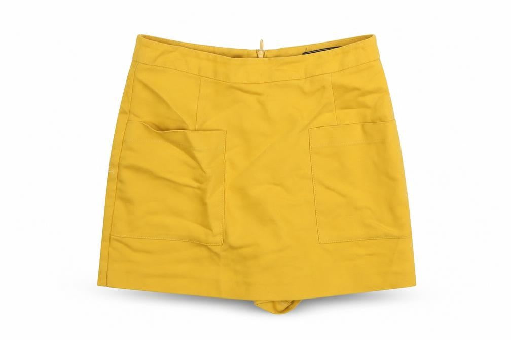 Zara Womens Yellow Polyester Skort Skirt Size XS Zip - Pocket