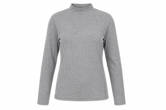 River Island Womens Grey Viscose Basic Blouse Size 10 Mock Neck - Ribbed