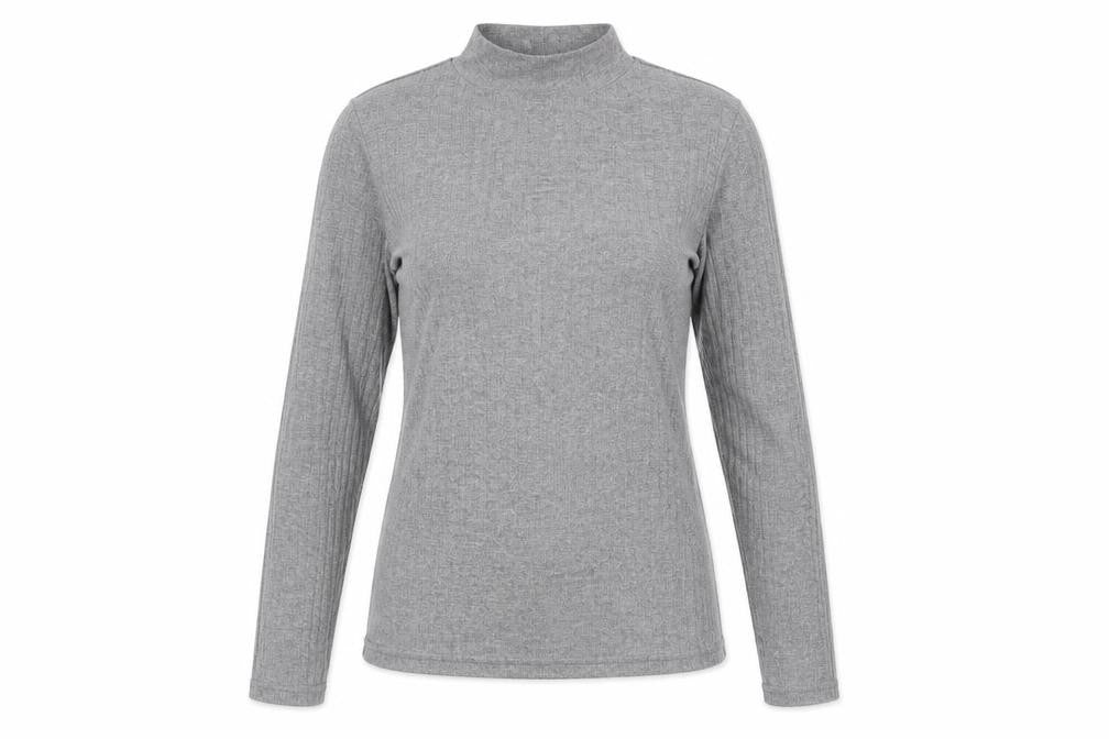 River Island Womens Grey Viscose Basic Blouse Size 10 Mock Neck - Ribbed