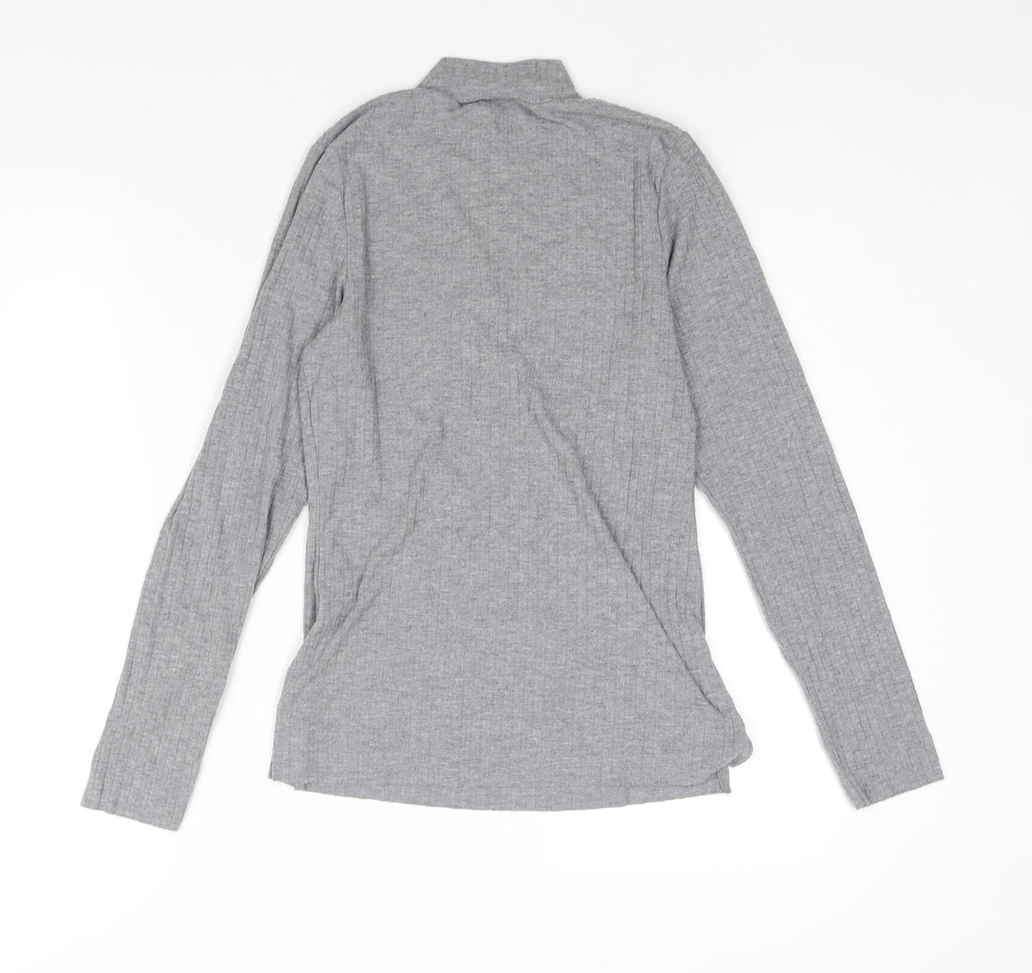 River Island Womens Grey Viscose Basic Blouse Size 10 Mock Neck - Ribbed