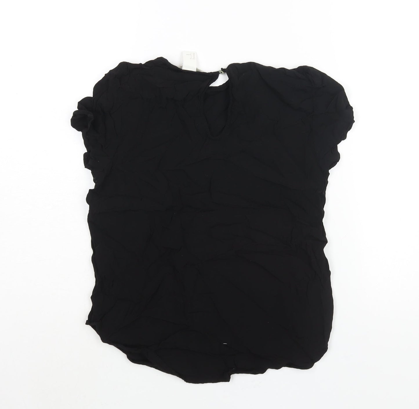 H&M Womens Black Viscose Basic Blouse Size 8 Round Neck