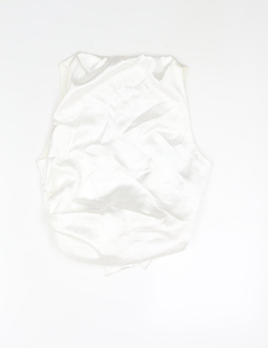 Zara Womens White Polyester Camisole Blouse Size M Round Neck - Open Back