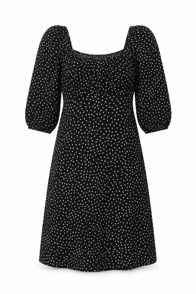 Stella Morgan Womens Black Polka Dot Polyester A-Line Size 10 Square Neck Pullover