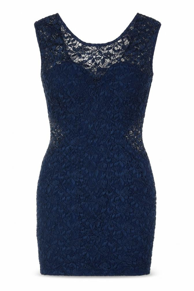 River Island Womens Blue Viscose Mini Size 10 Round Neck Zip
