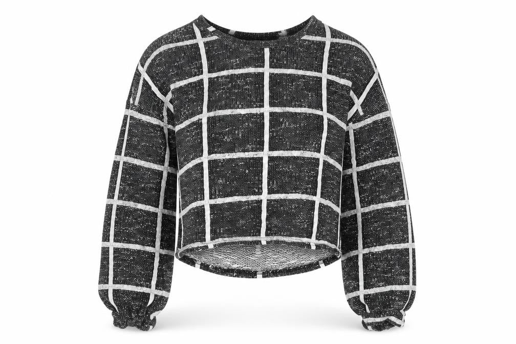 New Look Womens Black Round Neck Check Cotton Pullover Jumper Size L