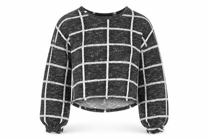 New Look Womens Black Round Neck Check Cotton Pullover Jumper Size L