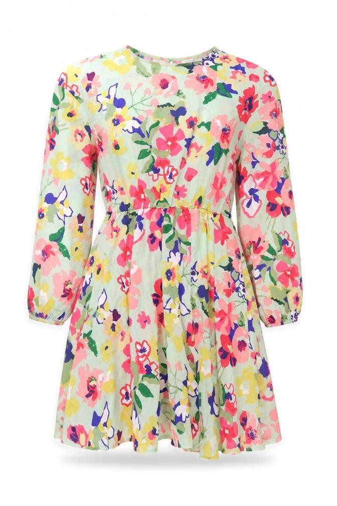 Neon Rose Womens Multicoloured Floral Polyester A-Line Size XS Round Neck Button