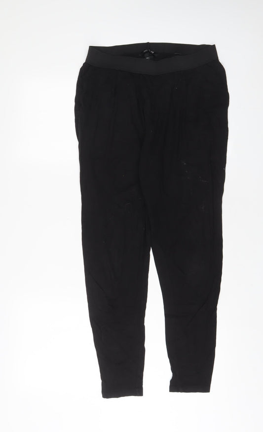 H&M Womens Black Viscose Trousers Size S L28 in Regular