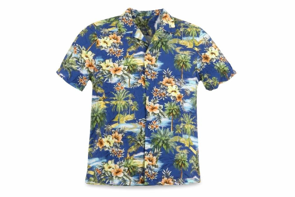 Zara Mens Blue Floral Cotton Button-Up Size S Collared Button