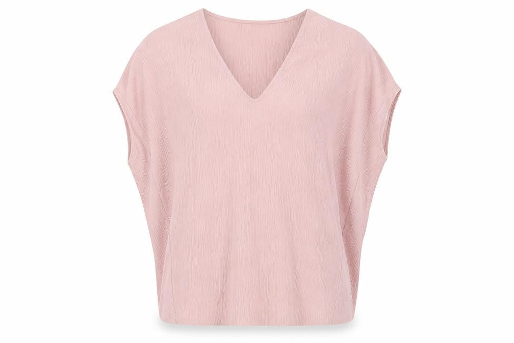 French Connection Womens Pink Polyester Basic T-Shirt Size M V-Neck