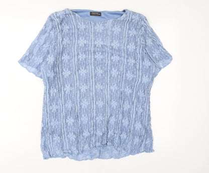Michael Gold Womens Blue Polyester Basic T-Shirt Size 2XL Crew Neck