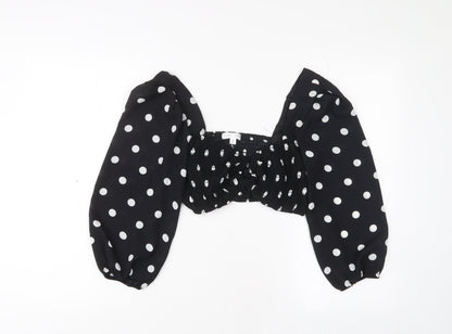 Emory Park Womens Black Polka Dot Polyester Basic Blouse Size M V-Neck