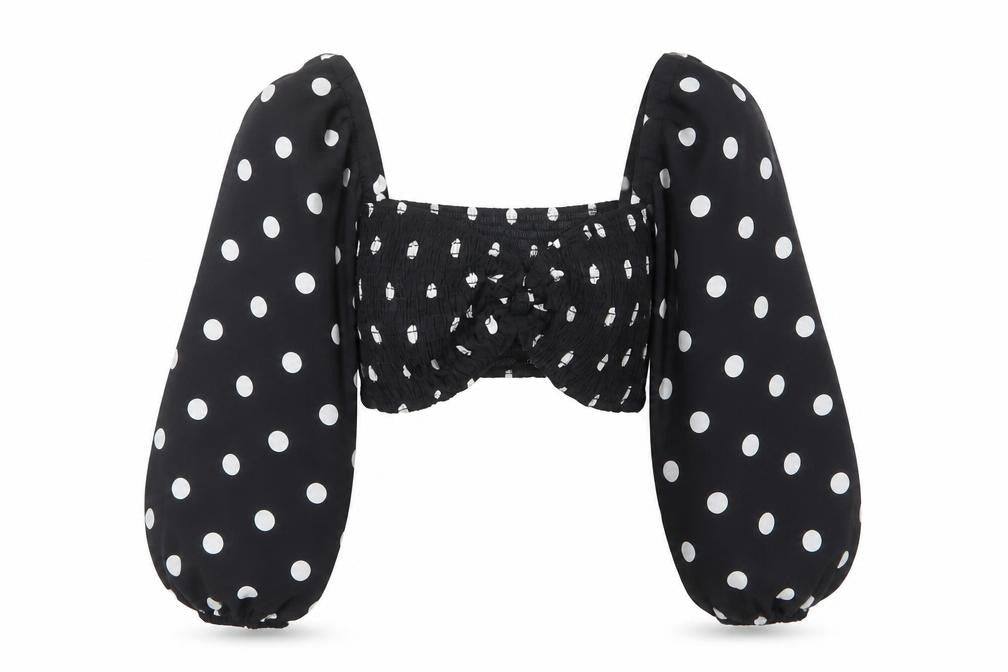Emory Park Womens Black Polka Dot Polyester Basic Blouse Size M V-Neck