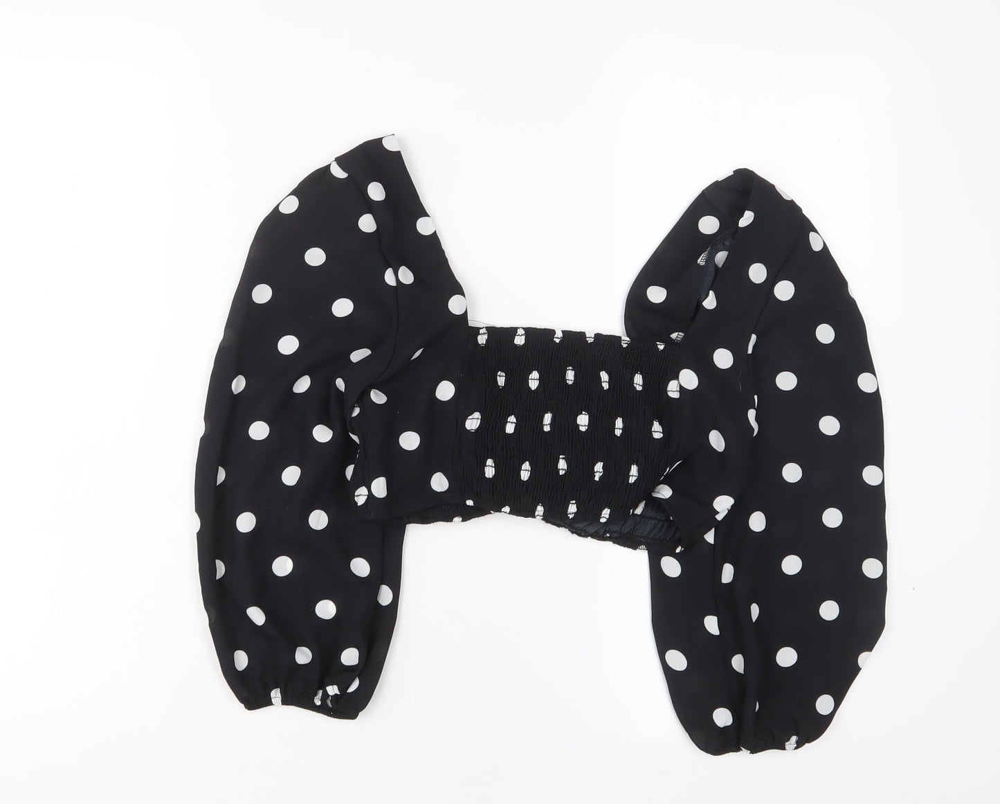 Emory Park Womens Black Polka Dot Polyester Basic Blouse Size M V-Neck