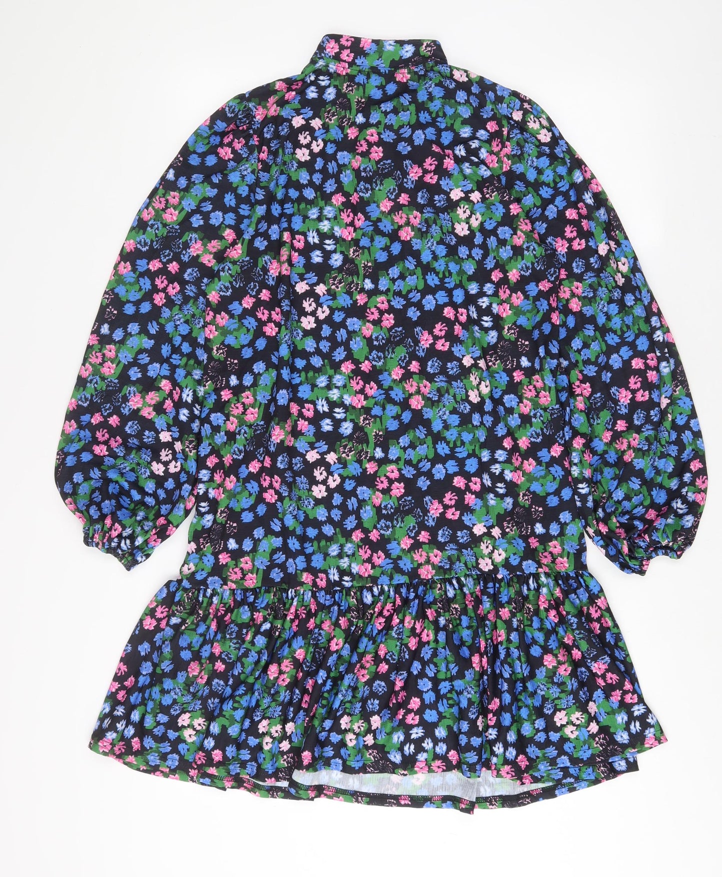 ASOS Womens Multicoloured Floral Polyester A-Line Size 10 Round Neck Tie - Keyhole neck