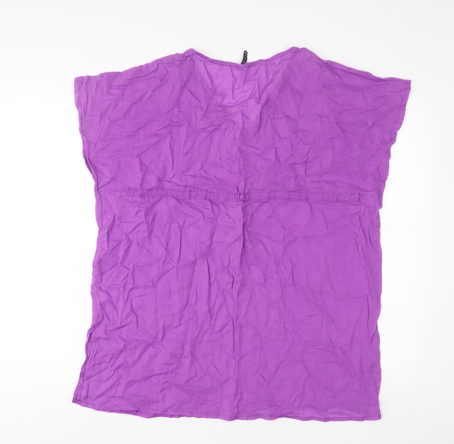 BHS Womens Purple Cotton Basic T-Shirt Size 8 V-Neck