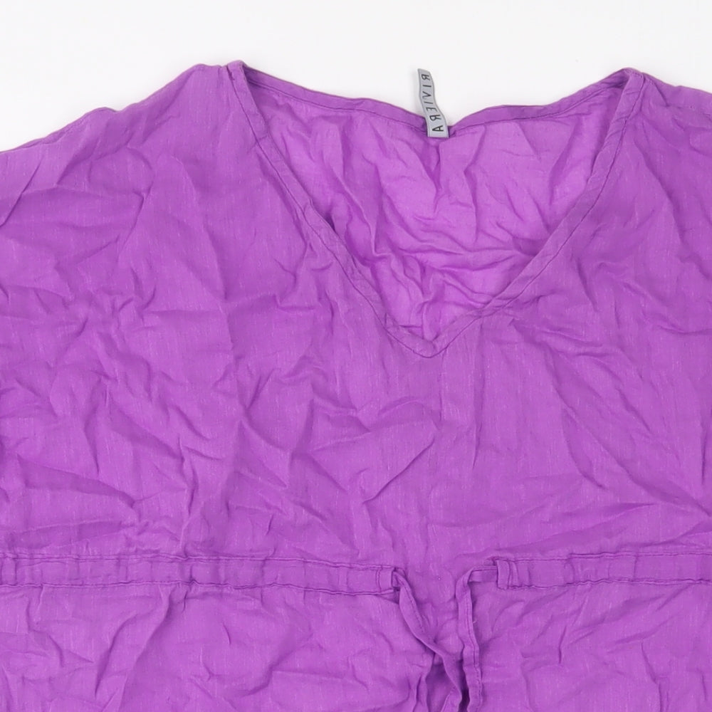 BHS Womens Purple Cotton Basic T-Shirt Size 8 V-Neck