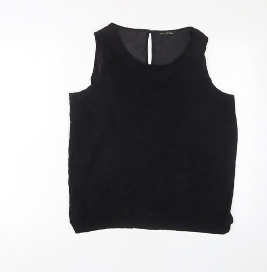 NEXT Womens Black Viscose Basic Tank Size 16 Boat Neck
