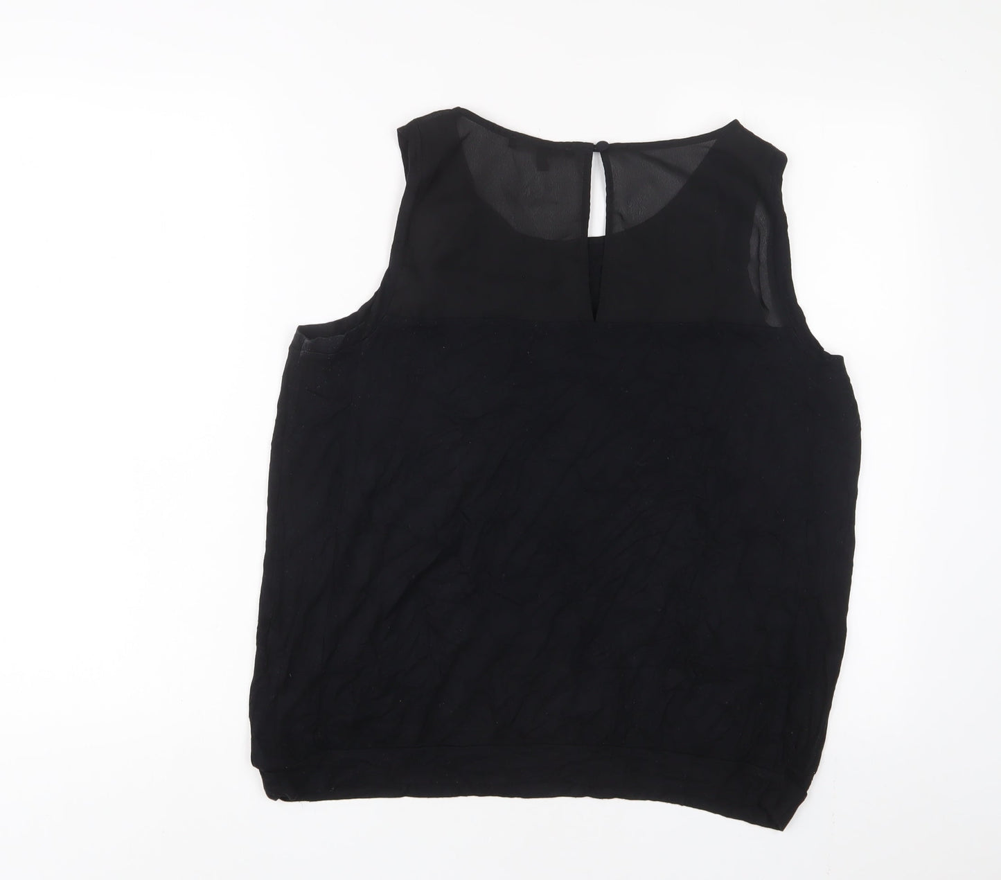 NEXT Womens Black Viscose Basic Tank Size 16 Boat Neck