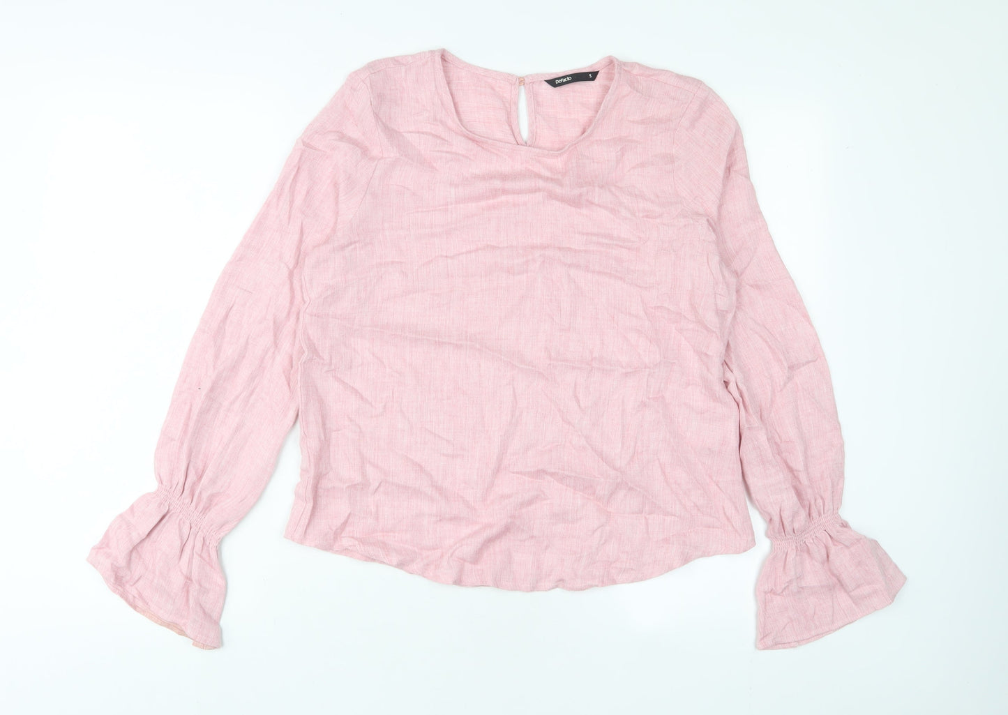 Defacto Womens Pink Viscose Basic Blouse Size S Crew Neck