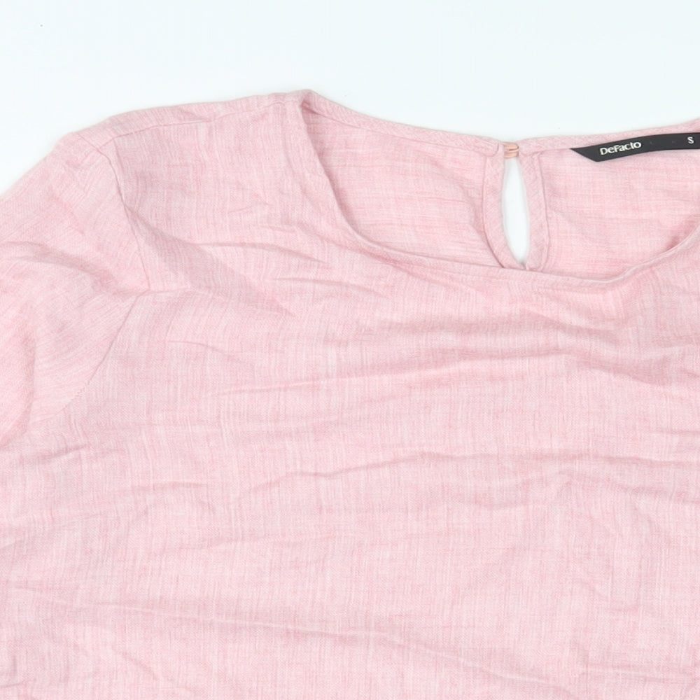 Defacto Womens Pink Viscose Basic Blouse Size S Crew Neck