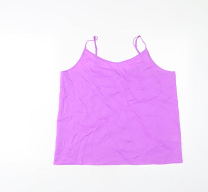 Marks & Spencer Womens Purple Polyester Basic Tank Size 14 V-Neck
