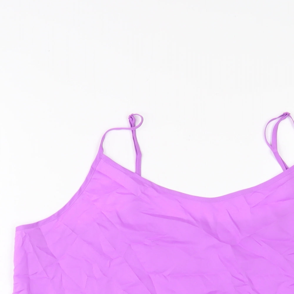 Marks and Spencer Womens Purple Polyester Basic Tank Size 14 V-Neck
