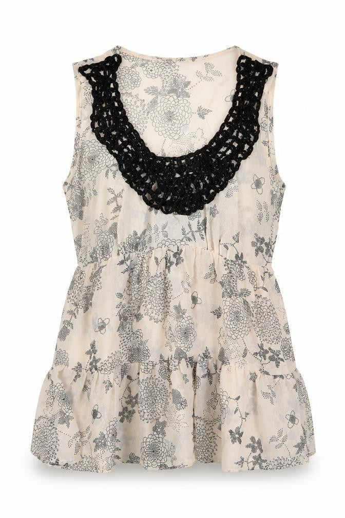 Dorothy Perkins Womens Beige Geometric Polyester Basic Tank Size 8 Scoop Neck - Belted