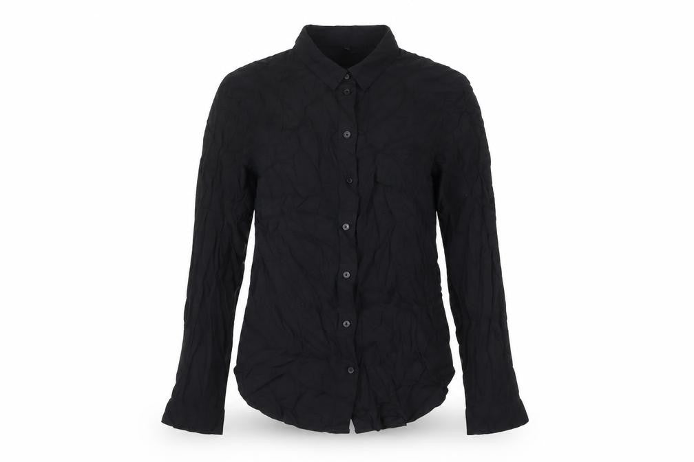 H&M Womens Black Viscose Basic Button-Up Size 8 Collared