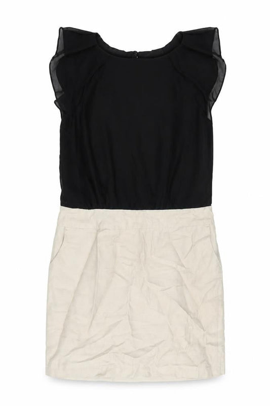 Next Womens Beige Polyester Sheath Size 12 Scoop Neck Button
