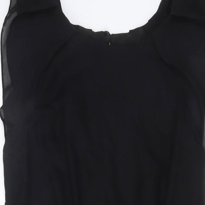 Next Womens Beige Polyester Sheath Size 12 Scoop Neck Button